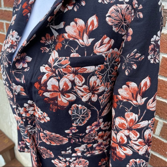 Ann Taylor Jacquard Navy and Pink Blazer Size 2 - Picture 8 of 14